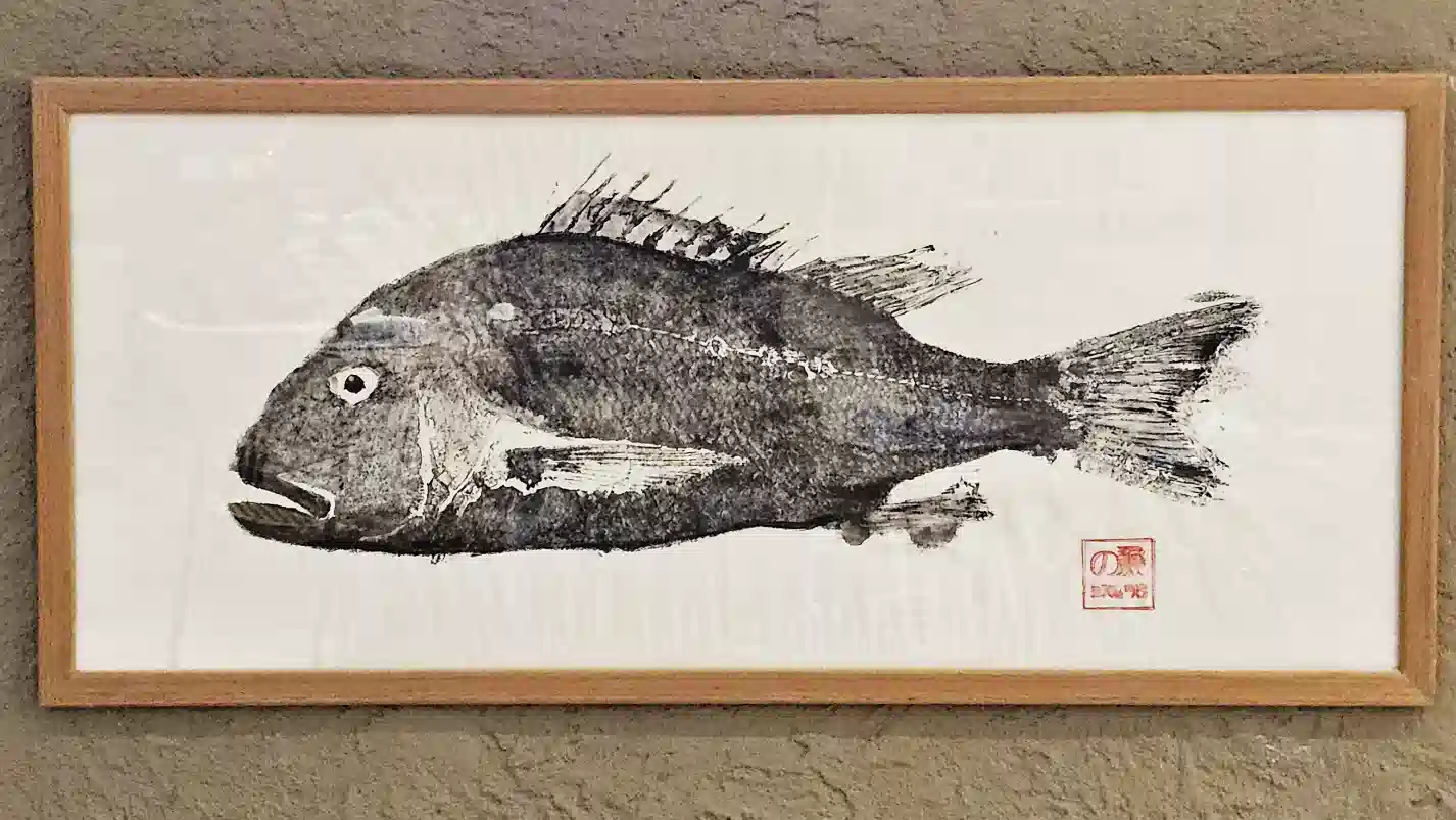 gyotaku feitos pelos pescadores do hotel itapemar em ilhabela 